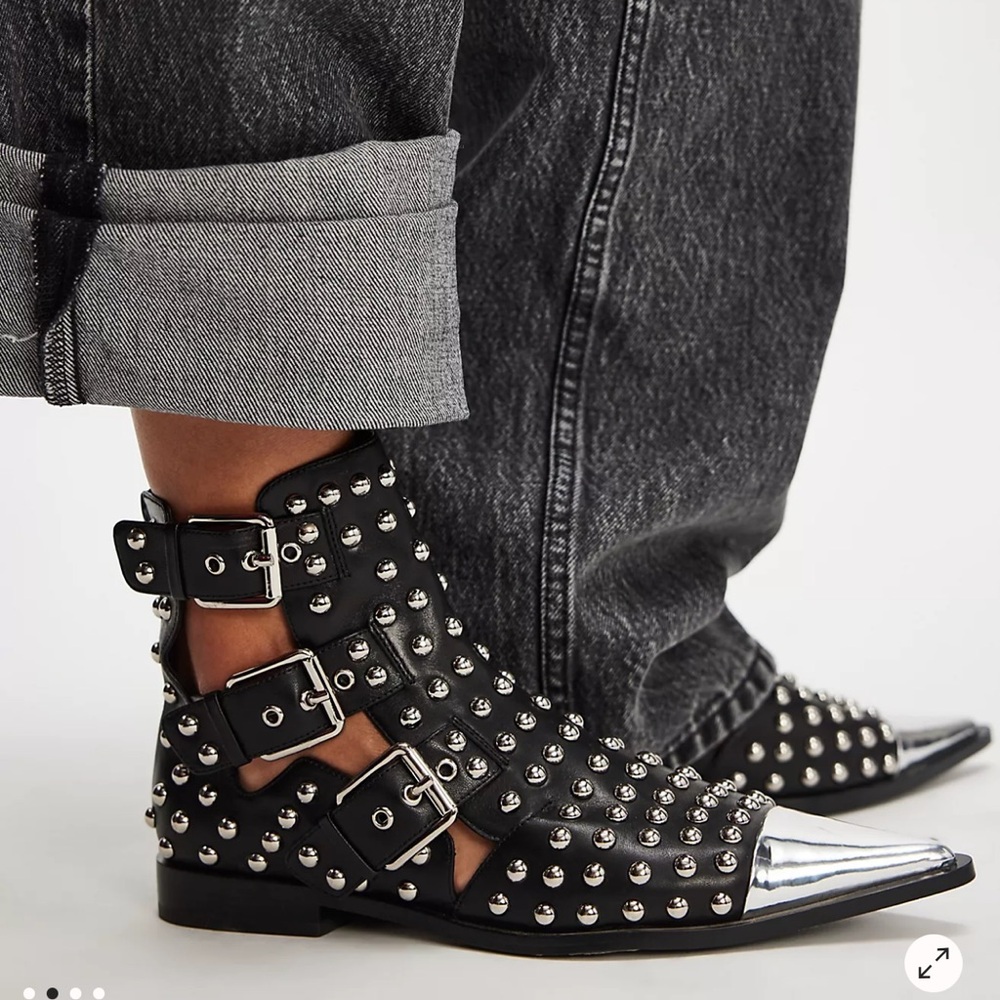 Jeffrey Campbell Black and Silver Studded Ankle Boots